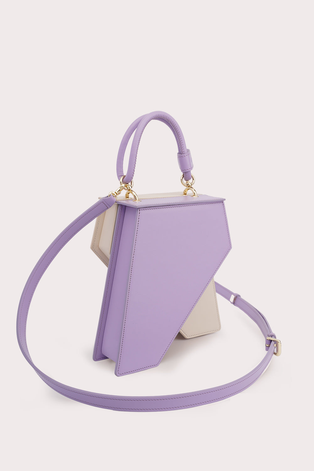 Cruella Trapezoid Tapo Bag in Lilac and White - Aros