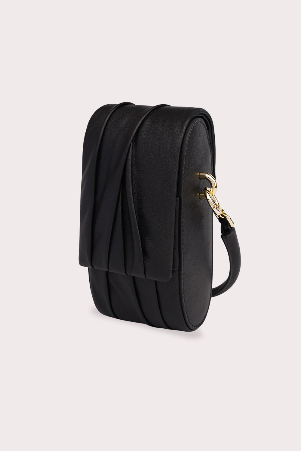 Curved Handle Mini Dundee Bag in Black - Aros