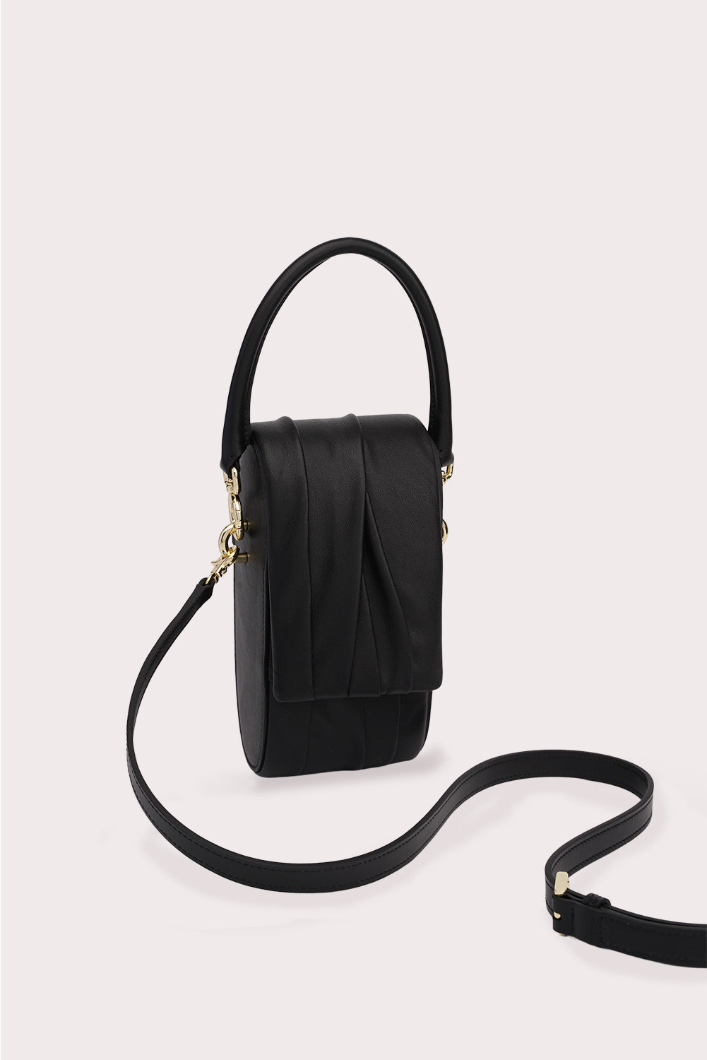 Curved Handle Mini Dundee Bag in Black - Aros