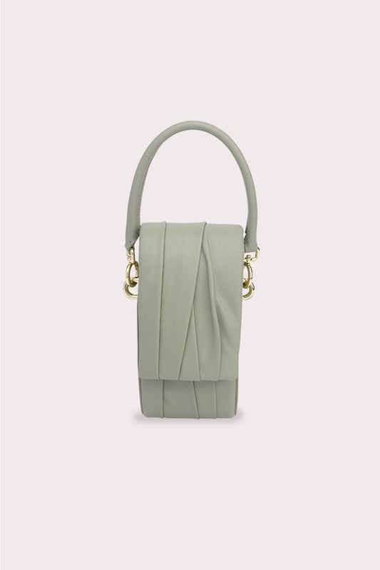 Curved Handle Mini Dundee Bag in Matcha Green - Aros