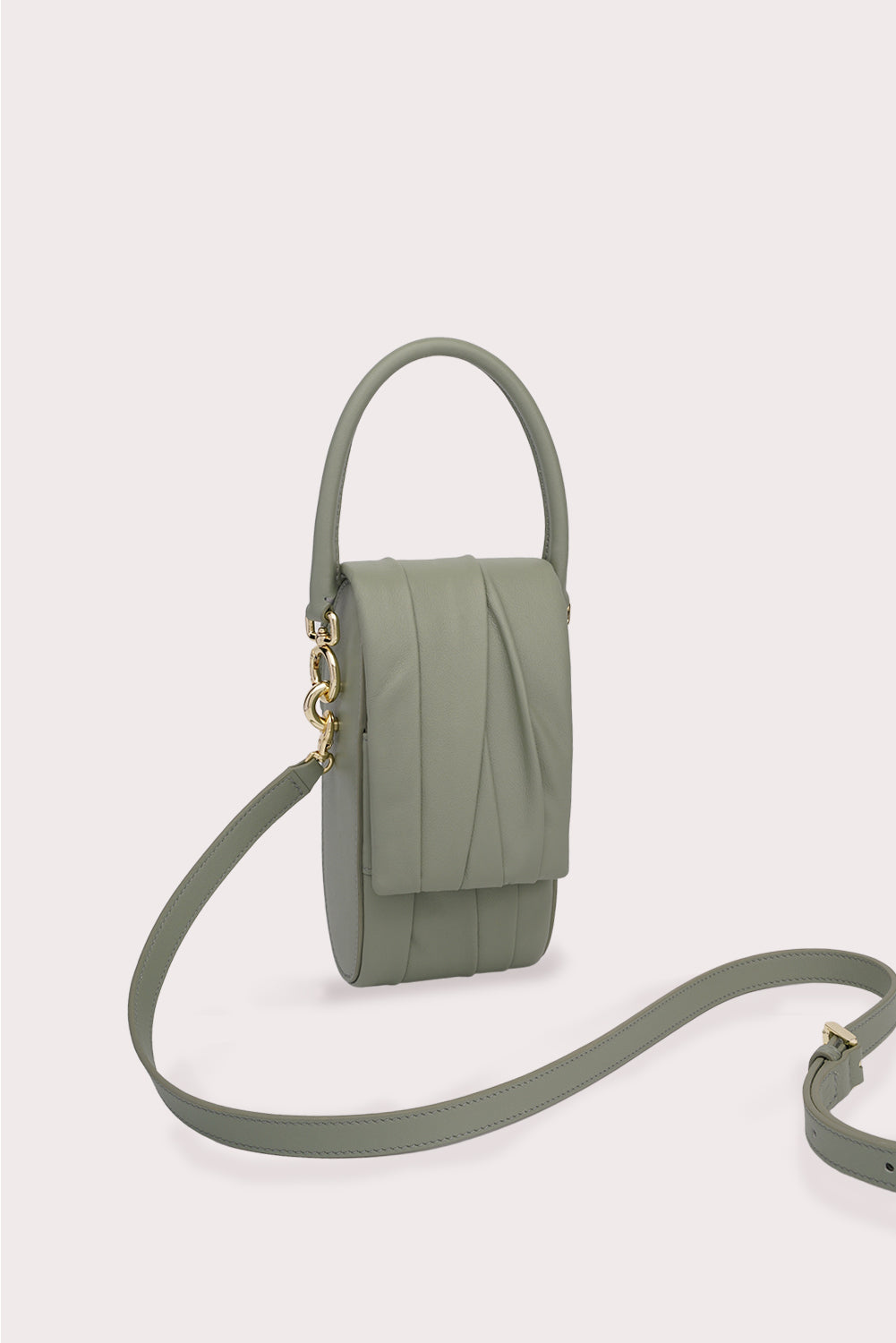 Curved Handle Mini Dundee Bag in Matcha Green - Aros