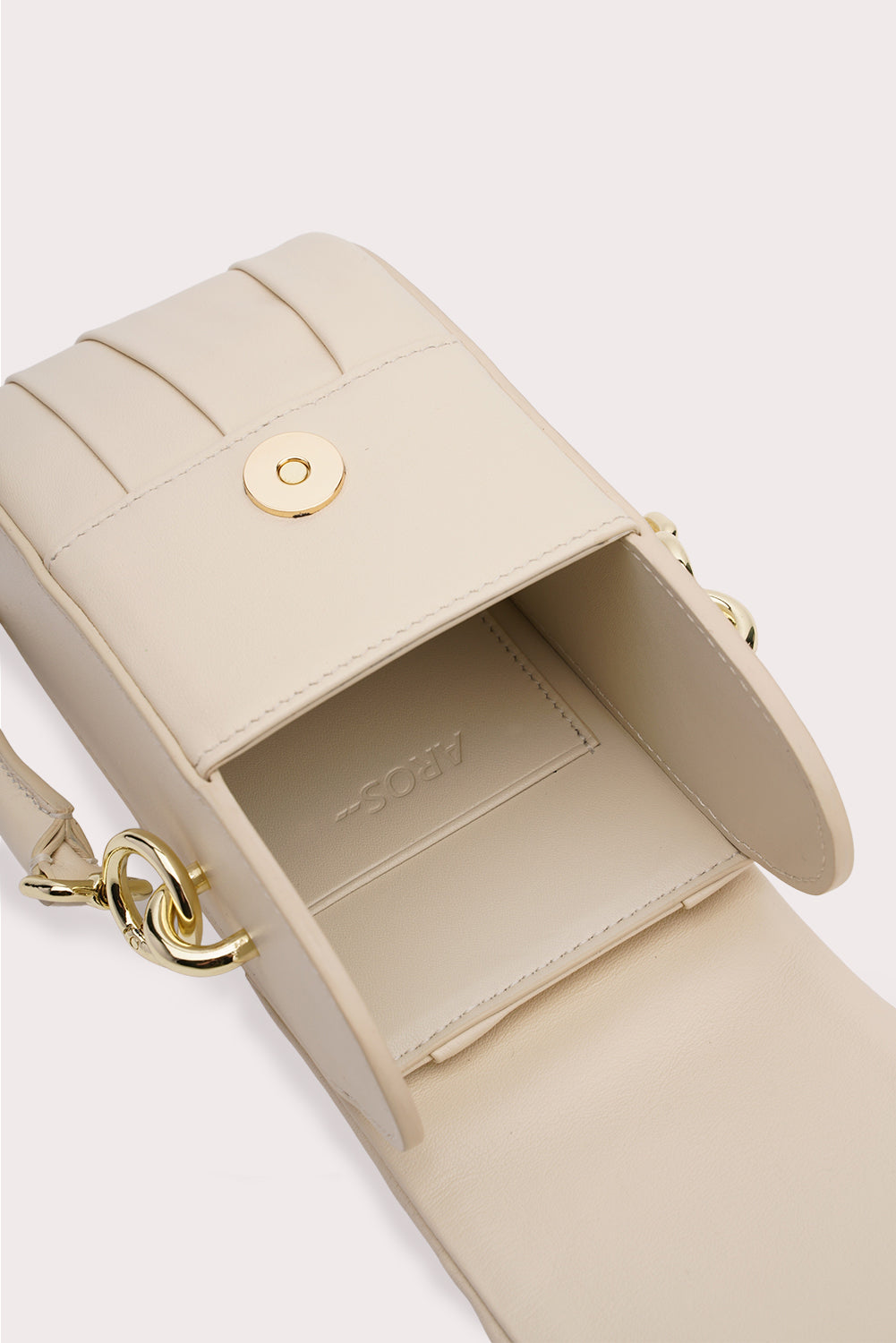 Curved Handle Mini Dundee Bag in Creamy White - Aros